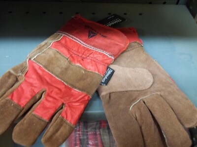 3M THINSULATE WORK GLOVES LEATHER w/ RED 100 GRAM INSULATION ONE SIZ WARM DCTH