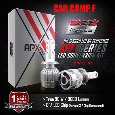 Stark APX 90W 9600LM LED 6000K Bulbs White Fog Light Conversion Kit PAIR- H7