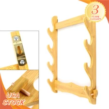 4 Wall Mount Wooden Gun Rack Natural Wood Finish Gun Storage Shelf Holder