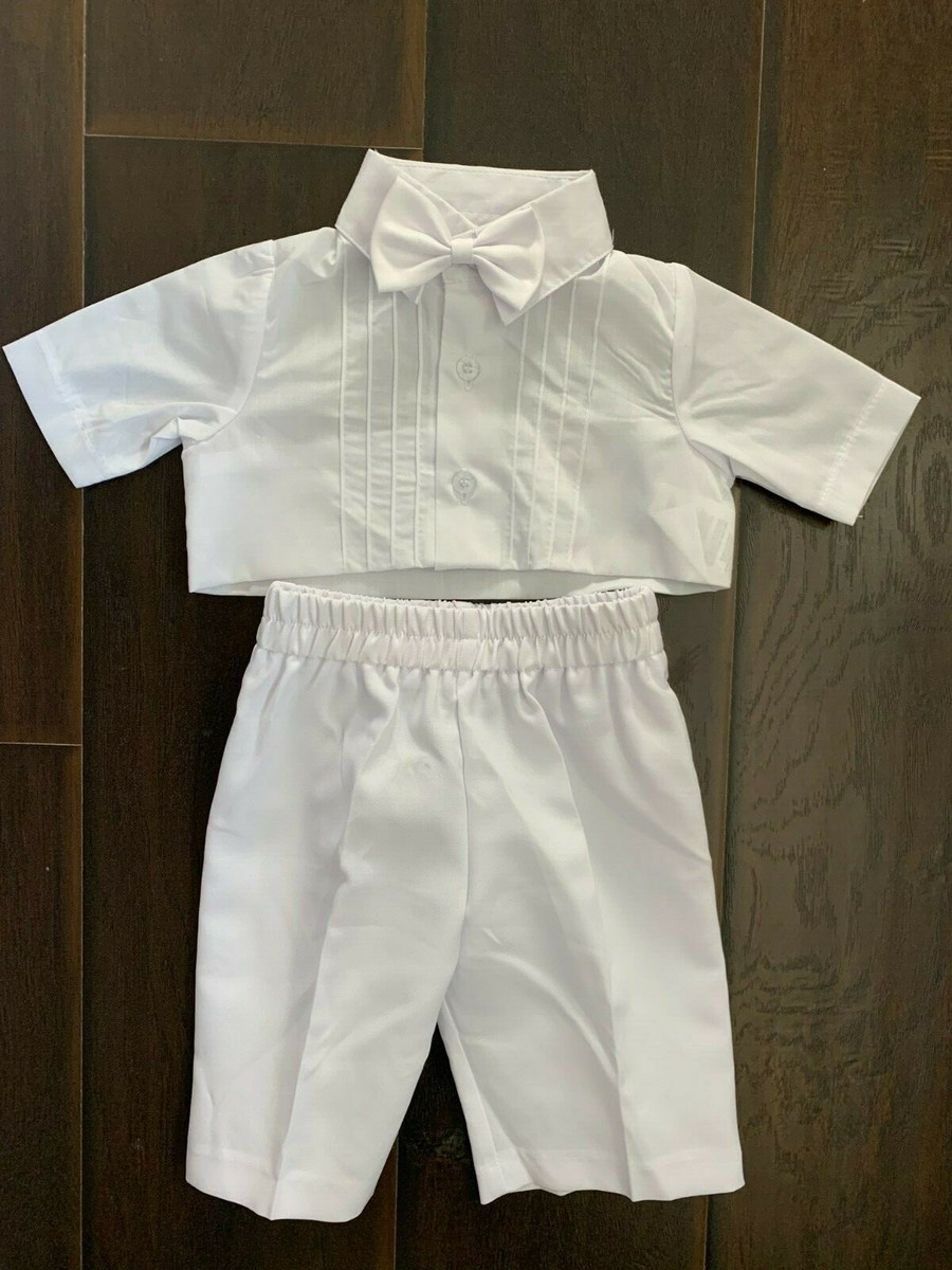 NWOT Lauren Madison Baby Boys' White Christening Top Pants 0-3 M