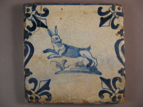 Antica balaustre animale olandese piastrella lepre rara 17 ° secolo -- spedizione gratuita - Foto 1 di 1