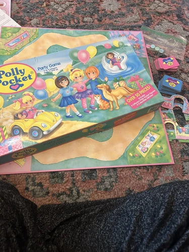 Vintage 1994 Polly Pocket Party Game NOT Complete Board Game Rose Art