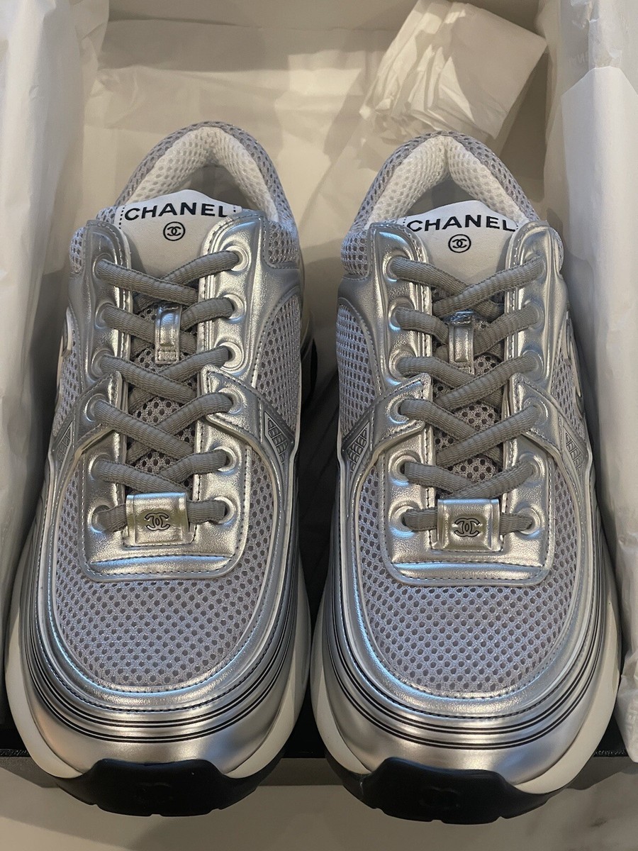 CHANEL CC LOGO METALLIC TRAINER 