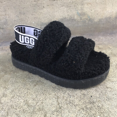 UGG OH FLUFFITA Lambskin Size 6 Platform Sling-back Sandal/Slipper