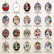 Wire Fox Terrier Dog Oval Glass Christmas Hanging Ornaments X-mas Tree D cor