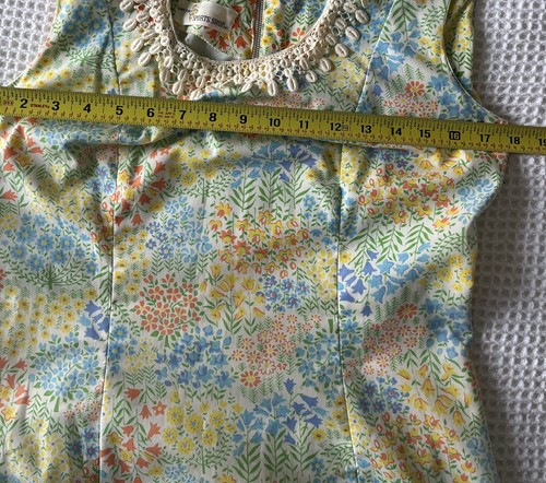 60er Jahre Utopia Vintage Blumen Etuikleid Preppy Mod Retro fröhliches Design S/M - Bild 7 von 8