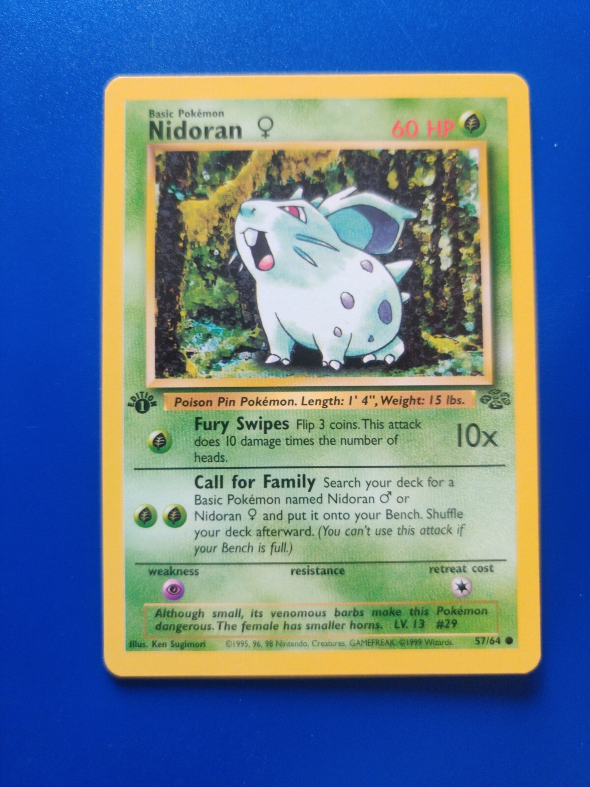 Nidoran C 57 Lightly Played LP Jungle Single Pokemon 1st Edition Trading Card