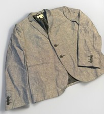 H M Linen Blazer Jacket Mens 38R Blue Sport Coat Two Button