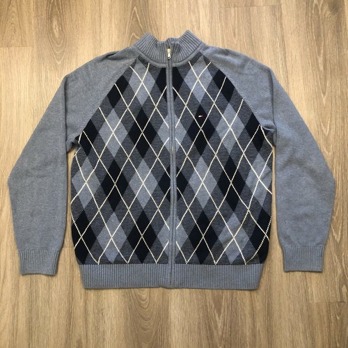 Tommy Hilfiger Mens XL Blue Argyle Zip 