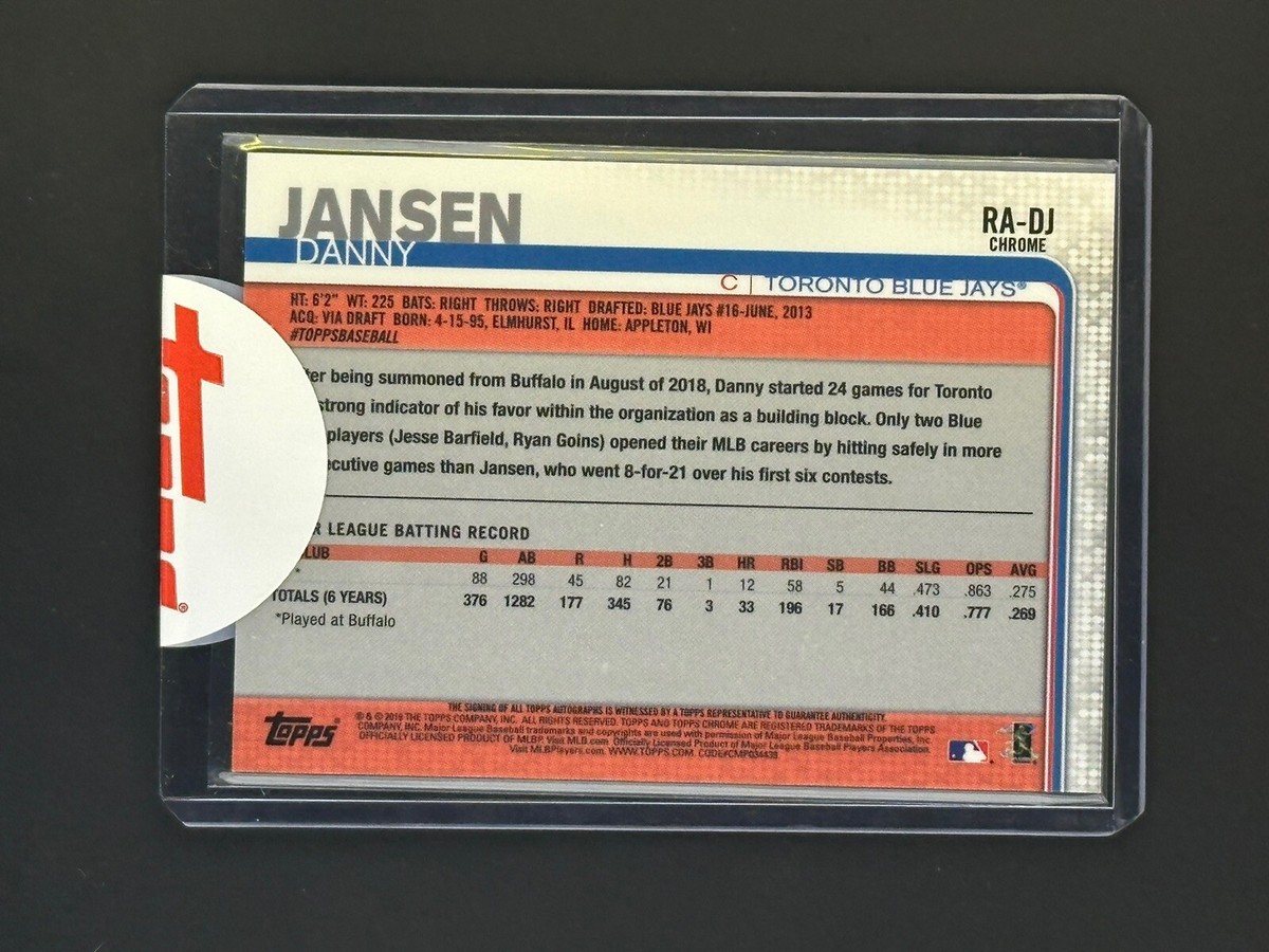 2019 Topps Chrome Danny Jansen Rookie Auto Autograph RC Blue Jays