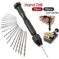 20pcs Mini hand drill Vise Hand Bits Twist Woodworking Set Precision Pin ausell