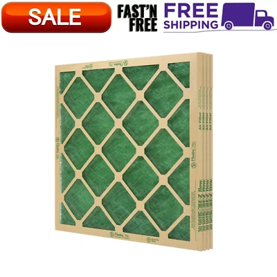 (4 Pack) Flanders Air Filters, 16" X 20" X 1" Precisionaire Nested Glass, Green