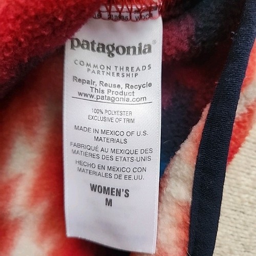 Patagonia Synchilla Snap T Fleece Pullover Red Wild Desert Aztec Womens M Medium - Picture 7 of 7