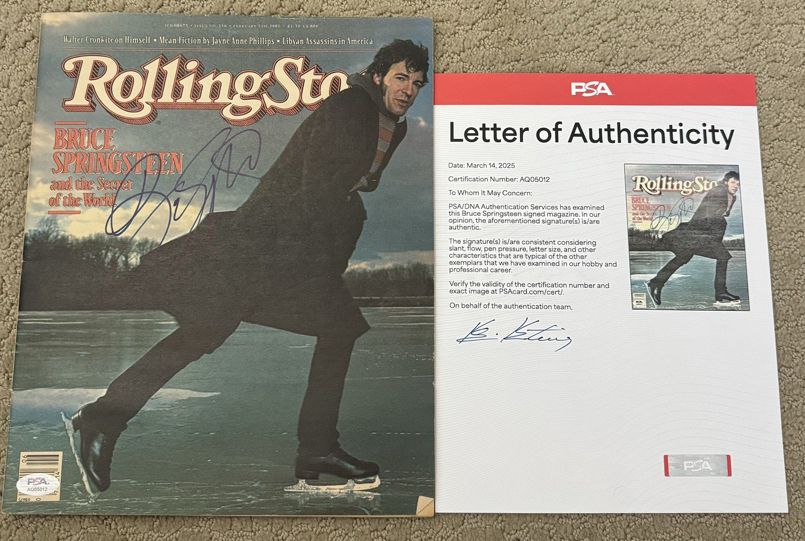 Bruce Springsteen Signed Autographed 1981 Rolling Stone Magazine PSA/DNA LOA