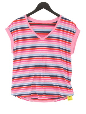 Talbots Damen Top M mehrfarbig gestreift Polyester mit Leinen ärmellos V-Ausschnitt Basic