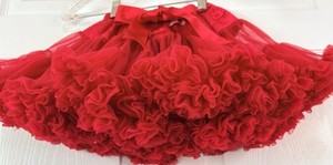 Vintage Kaiya Eve Girls Red Ruffled Nylon Petticoat Tutu Christmas Pageant Small