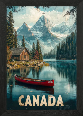 Posterjack Canadian Lake Scene Canvas Print