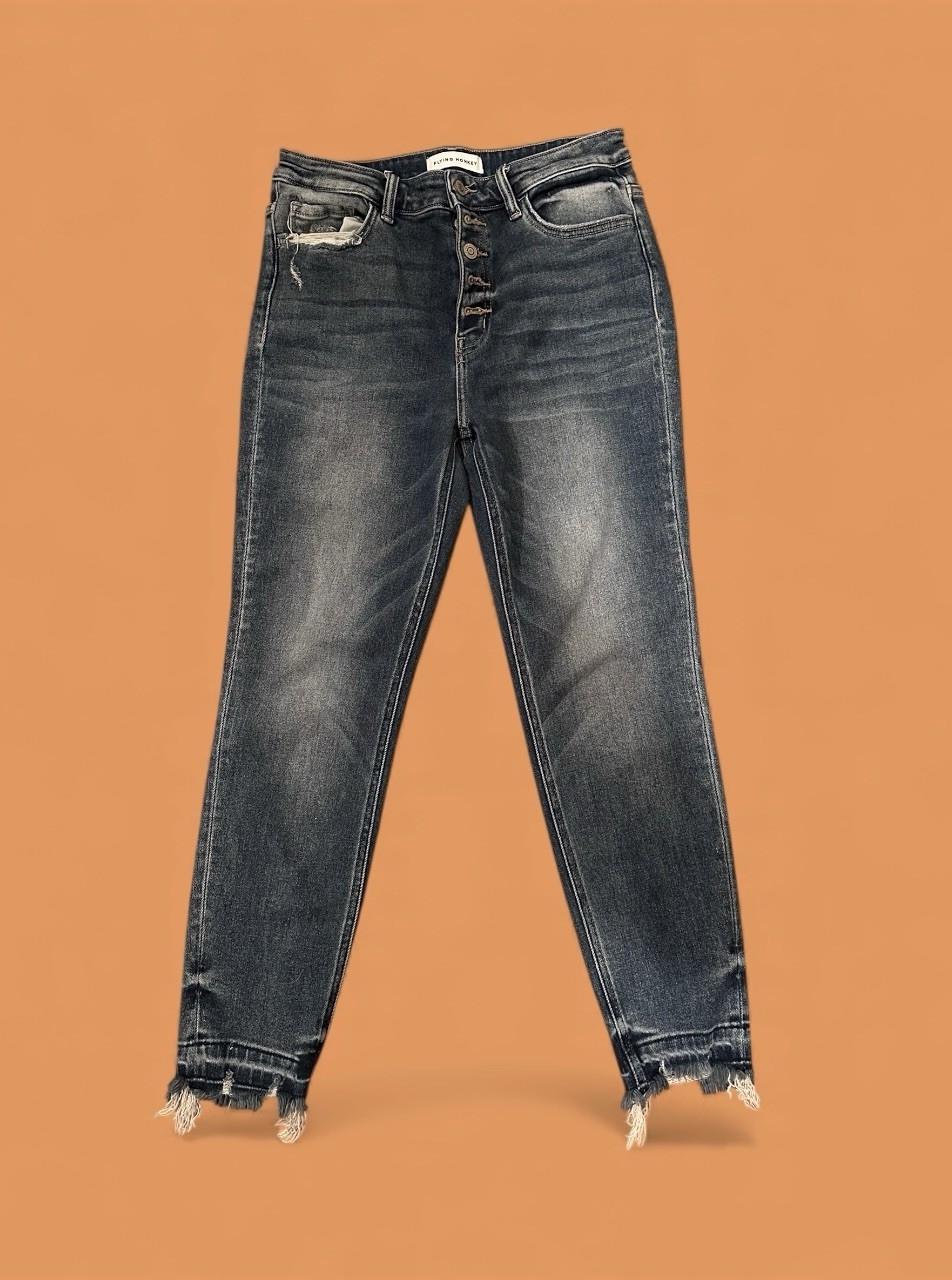 Flying Monkey Women’s Distressed Button Fly Tag S… - image 1