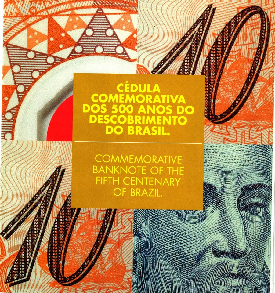 2000 BRAZIL Brasil 10 Reais Polymer P248 UNC Banknote Commemorative Folder - Bild 1 von 4
