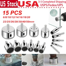 15 Pcs Diamond Hole Saw Drill Bit Set Maker Cutter Glass Ceramic Tile Porcelain