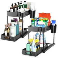 2 Pack Under Sink Organizer with Pull-Out Drawer, 2-Tier Cabinet Storage for ...