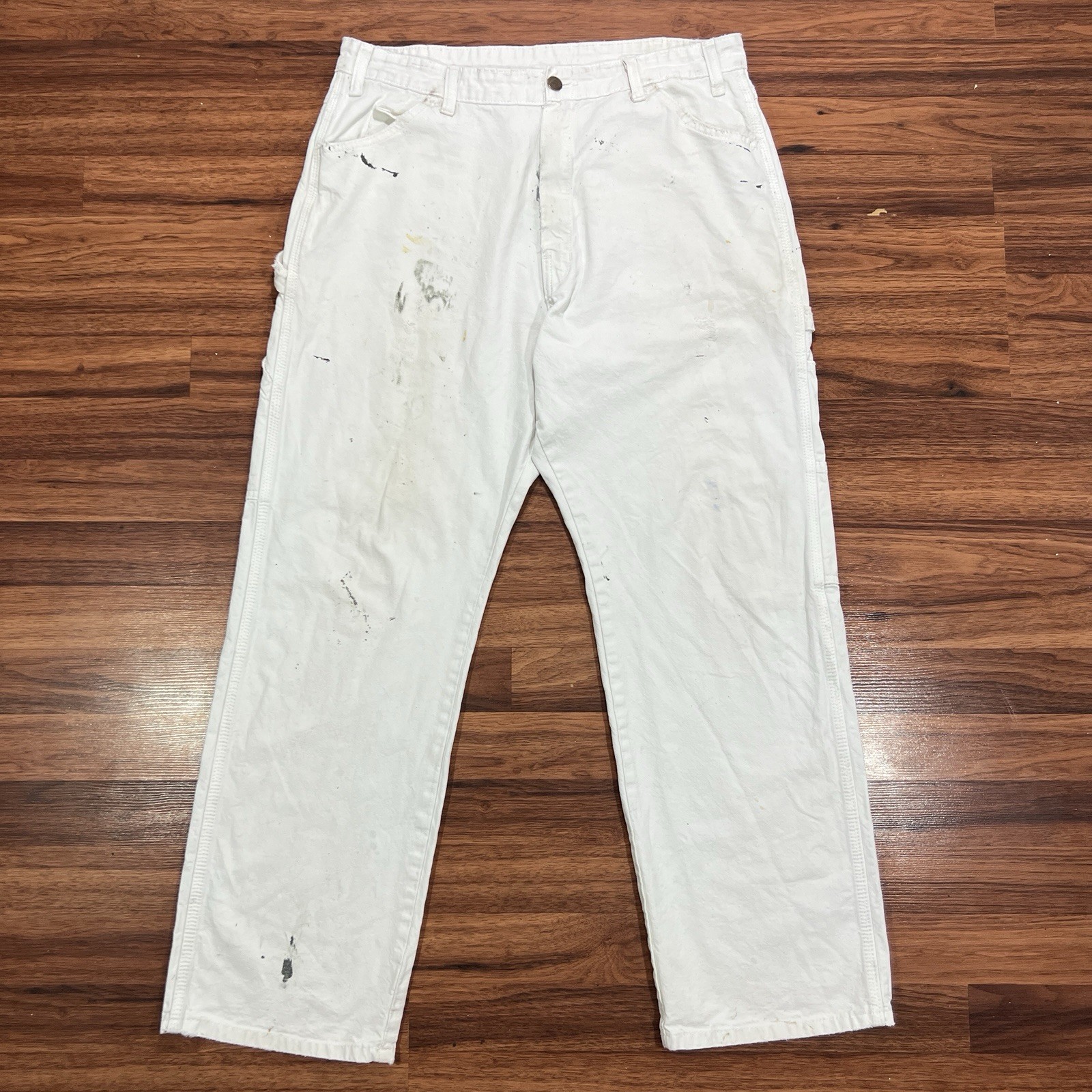 Dickies Distressed Paint Splatter Carpenter Pants with Hammer Loops 34x30