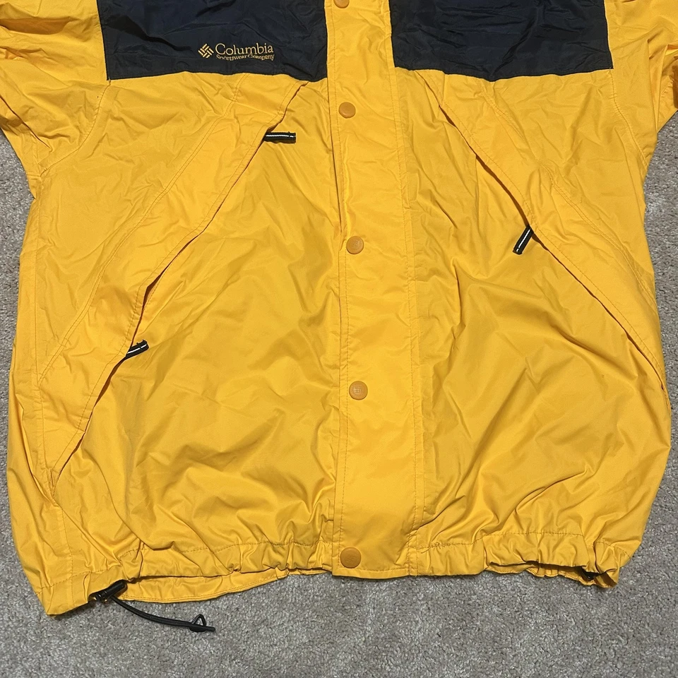 Vintage Columbia Jacket Mens Medium Yellow Black Hooded Ski Colorblock 90s - Image 4 of 4