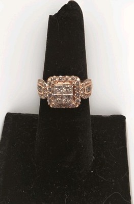 2 Carat G-H, I2 Clarity Natural Diamond 14k Rose Gold  Size 7 Ring Princess Cut