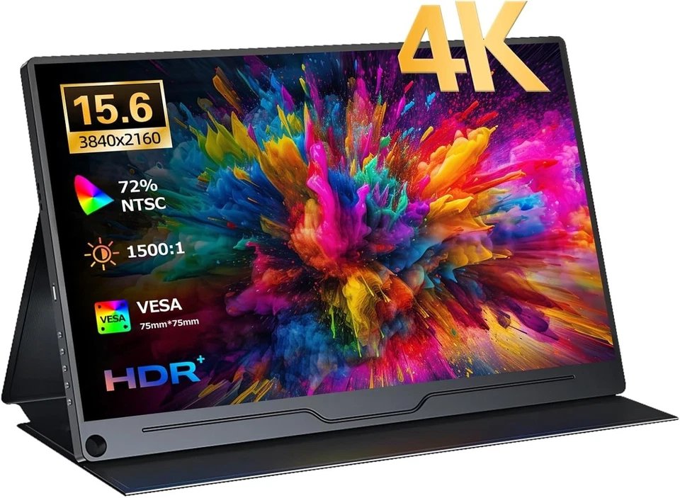 Tragbarer Monitor 15,6 Zoll 4K UHD / PC, Laptop, PS5/4, Xbox und Switch, VESA