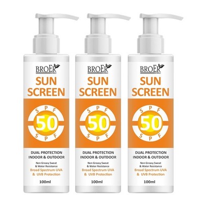 Broer Sonnenschutz SPF 50 Creme Für Gesicht 100 ml (Set Mit 3)