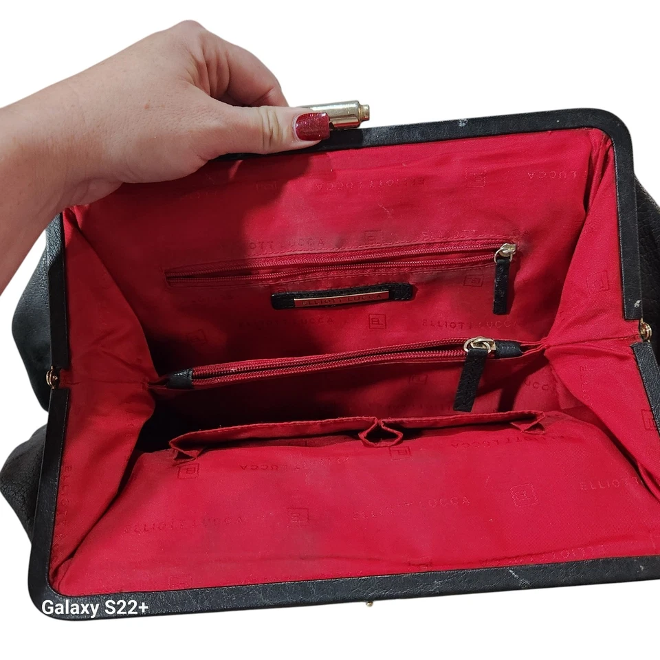 Bolso sin asas Elliot Lucca con asa superior Bolso de mano de cuero vintage para médicos clásico retro Foto 3 de 4