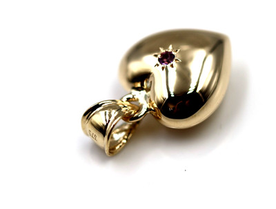 Genuine 9ct 9k 375 Small Bubble Yellow Gold Amethyst Heart Pendant Charm