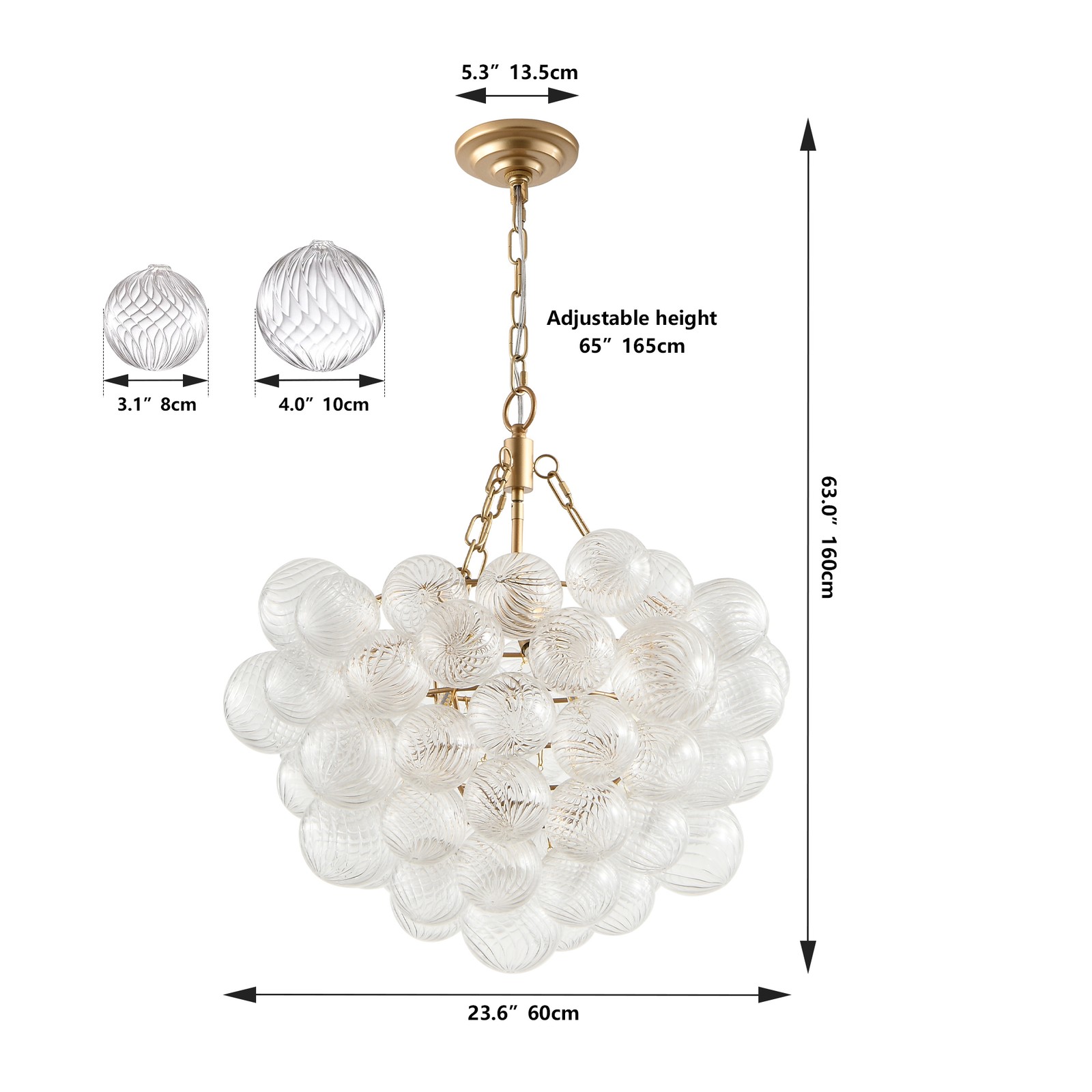 Pendant LED Lamp Nordic Bubble Ball Glass Swirl Chandelier Ceiling Light Fixture