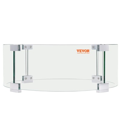 VEVOR Fire Pit Wind Guard Tempered Glass Flame Shield 17  x 6.7  0.24  Thick