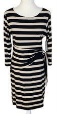 NWT LARRY LEVINE WOMEN'S STRIPED SHEATH DRESS 3/4 SLEEVE TIE DETAIL ON SIDE SM