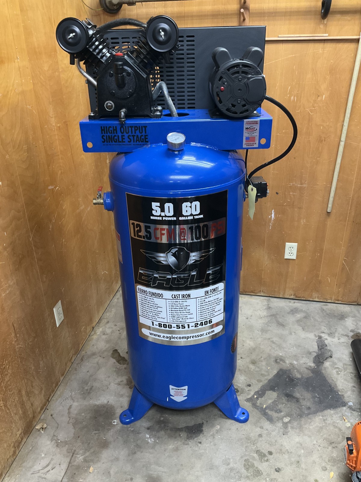 - 5.0 Hp, 12.5 Cfm, 125 Psi - Excellent Cond