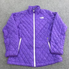 The North Face Jacket Girls XL 18 Purple Quilted Puffer Full Zip Lightweight