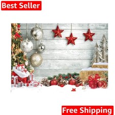 8X6FT Christmas Backdrop White Wood Floor Photography Backdrop Winter Snow Xm...