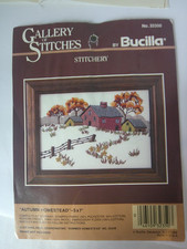 Bucilla Gallery Stitches Crewel Embroidery Kit 32350 Autumn Homestead 5x7 Open
