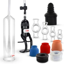 LeLuv Penis Pump EasyOp Zgrip | 3 Sleeves, Black, Clear, Septum & Rings