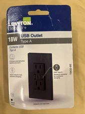 Leviton Decora 3.6A 15 Amp Duplex Outlet with USB-A Ports Black T5632-BE NEW