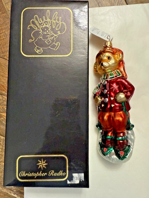 Christopher Radko Muffy Vanderbear ''Sleddin' and Skiddadlin'' Glass Ornament 1997