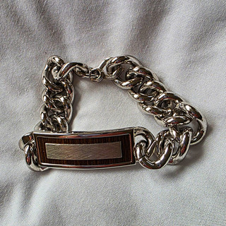 Romunda Men's Stainless Steel Silver Curb Chain ID Bracelet