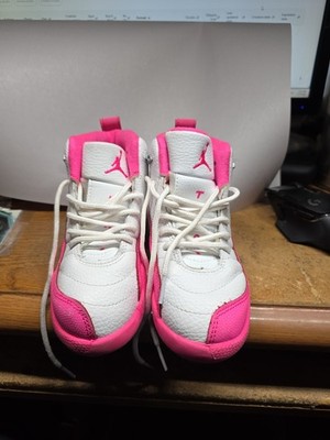 Jordan Air Jordan Girls High Top Sneakers White Pink Leather Lace Up Size 12.5 C