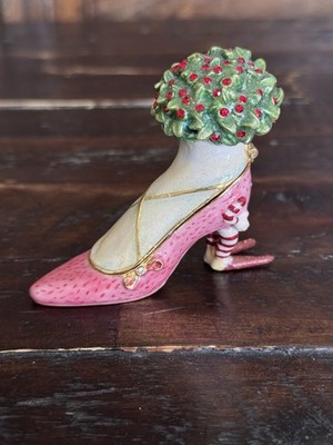 Department Dept 56 Patience Brewster Krinkles Pink Shoe Jeweled Trinket Box 2005