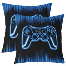 Gamer Throw Pillow Covers 16"x16" Set of 2 Soft Game Controller Decorative Th...