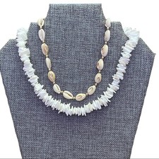 Puka Shell Large Chip Set of 2 Choker Necklaces NEW