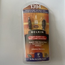 NEW BELKIN 1394 6-PIN TO 4-PIN CABLE 6' NEW IN ORIGINAL PACKAGE Read Descrip