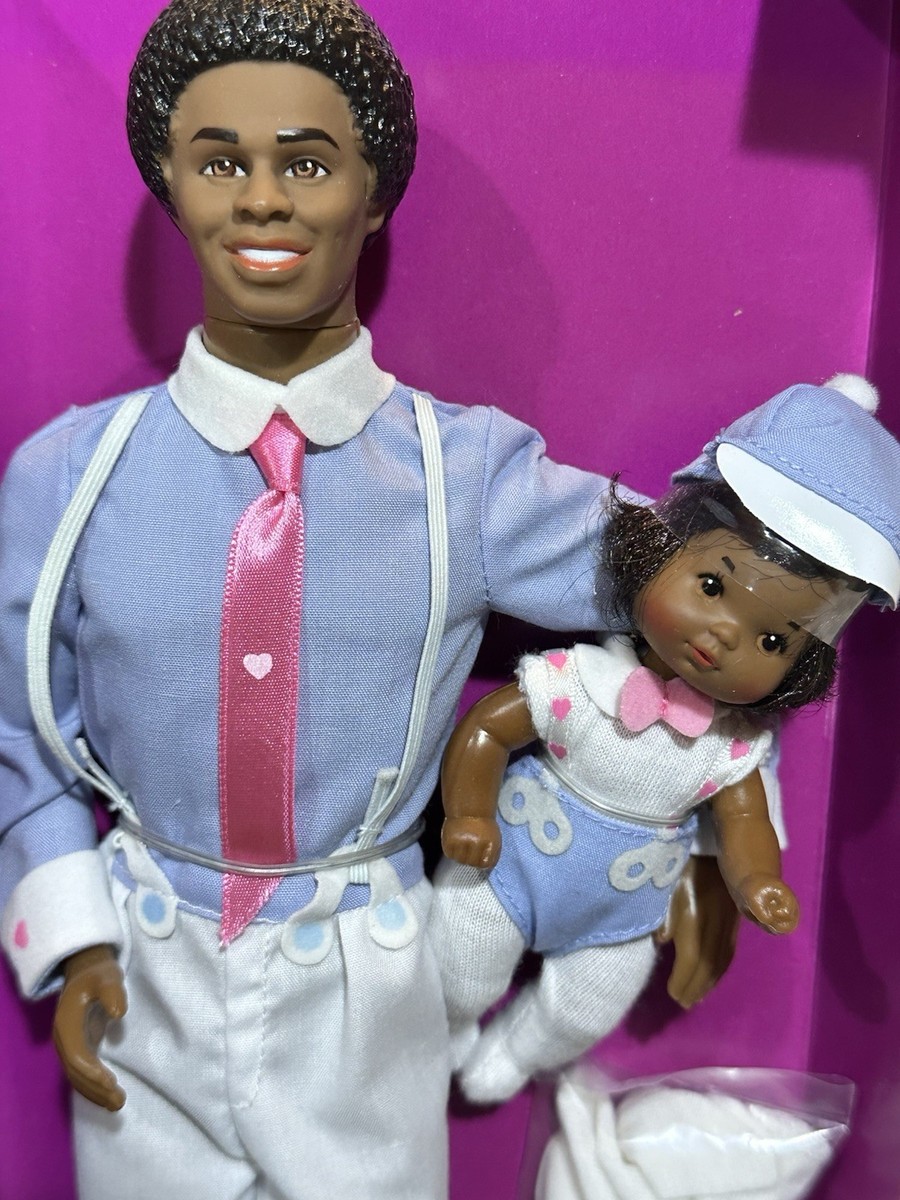 💖 Vintage Heart Family Dad & Baby Boy African-American Mattel