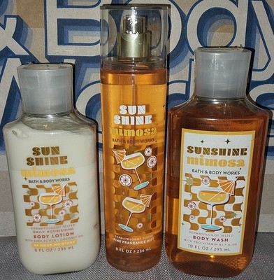NEW! Set of 3 Bath & Body Works Sunshine Mimosa Lotion, Body Wash & Mist